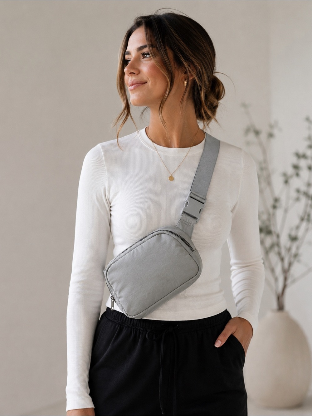 NEW Crossbody Belt Bag Neutral Gray